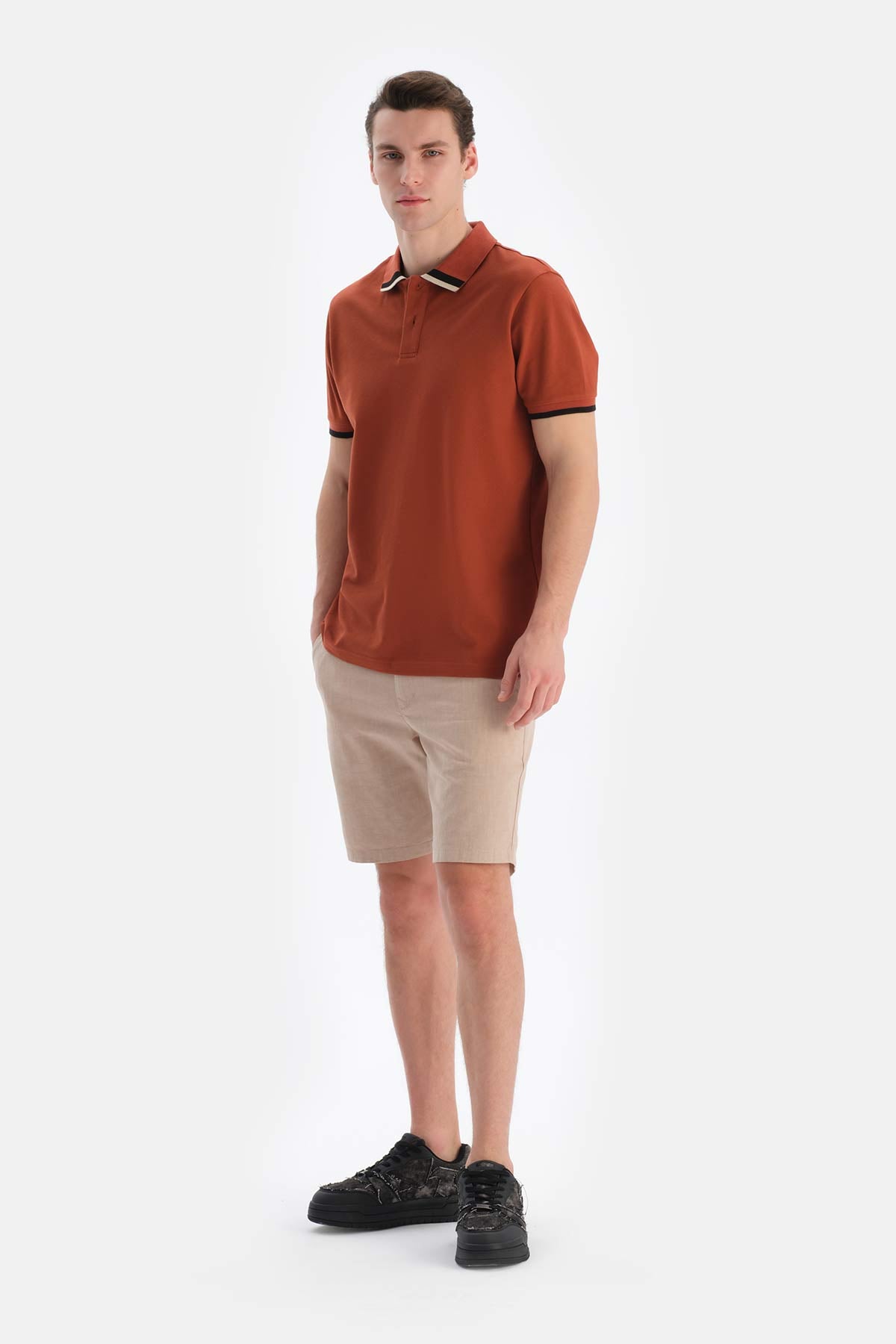 Kahverengi Polo Yaka Pike Tişört