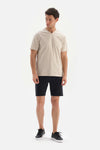 Bej V Yaka Basic Supima T-Shirt