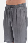 Gri T-Shirt Pantolon Şort Üçlü Set Damat Pijama Takımı