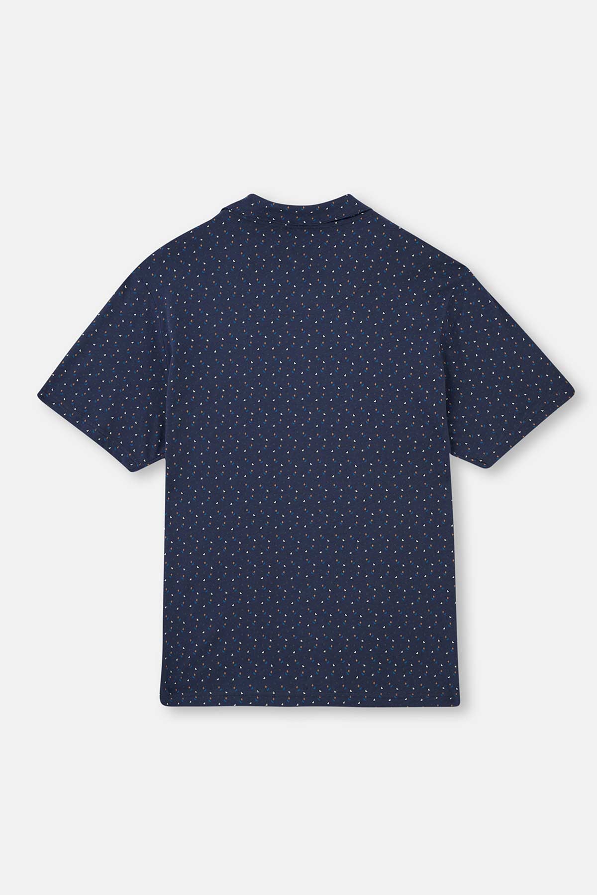 Lacivert Gömlek Yaka Kısa Kollu Desenli Pijama Takımı