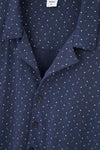 Lacivert Gömlek Yaka Kısa Kollu Desenli Pijama Takımı
