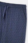 Lacivert Gömlek Yaka Kısa Kollu Desenli Pijama Takımı