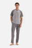 Gri Reglan Kol Jakarlı Pijama Takımı