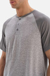 Gri Reglan Kol Jakarlı Pijama Takımı