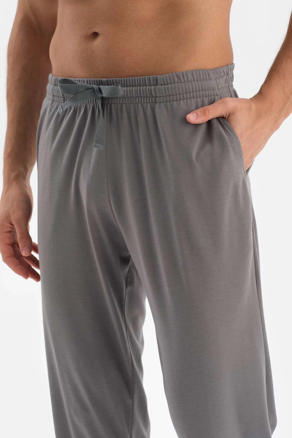 Gri Reglan Kol Jakarlı Pijama Takımı