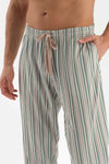 Bej Yarım Patlı Çizgili Alt Örme Pijama Takımı