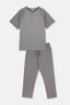 Gri Reglan Kol Jakarlı Pijama Takımı