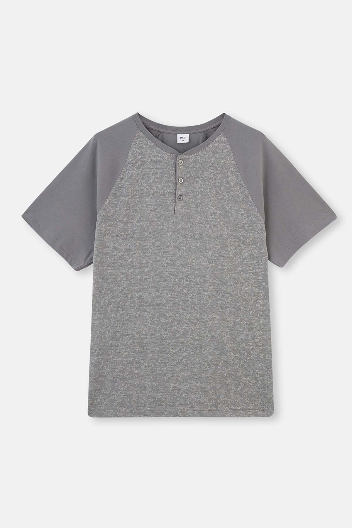 Gri Reglan Kol Jakarlı Pijama Takımı
