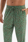 Yeşil Gömlek Yaka Metraj Baskılı Modal Pijama Takımı