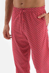 Lacivert Yarım Patlı Altı Metraj Baskılı Örme Pijama Takımı