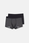 Siyah - Şal Desenli Şal Desenli 2'li Micro Modal Boxer