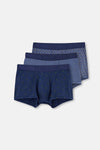 Lacivert Micro Modal Desenli 3'lü Boxer
