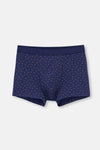 Lacivert Pamuk Desenli Boxer