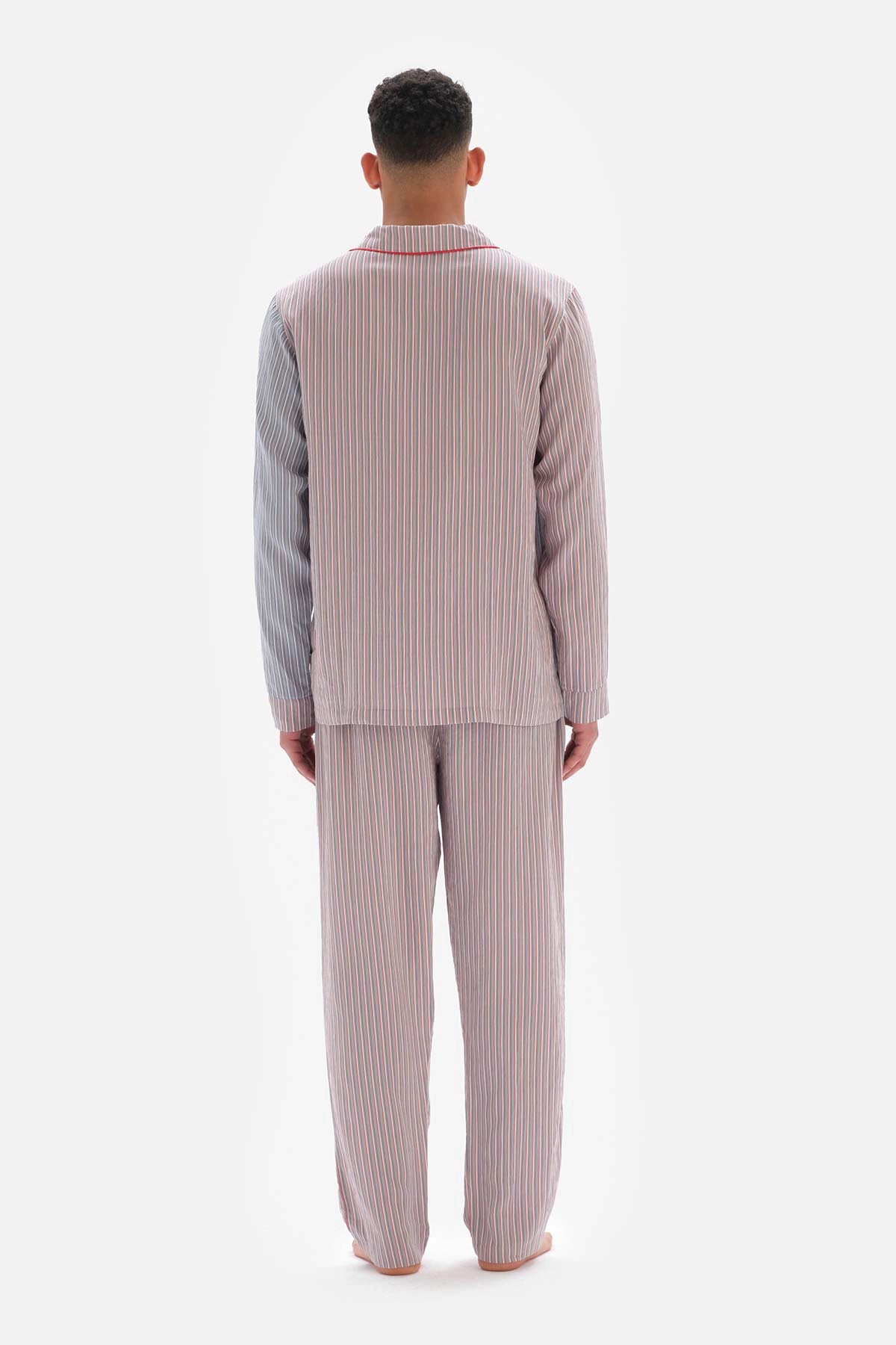 Kırmızı Patchwork Çizgili Viskon Pijama Altı