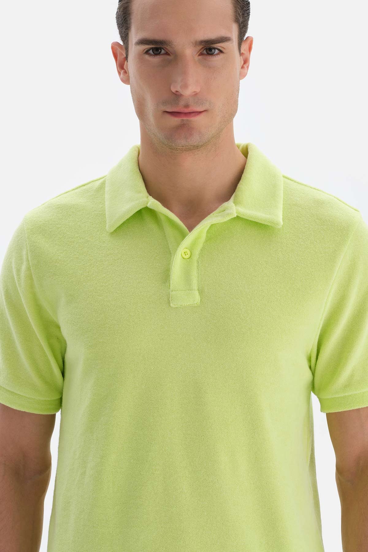 Neon Yeşil Havlu Polo Yaka Tişört