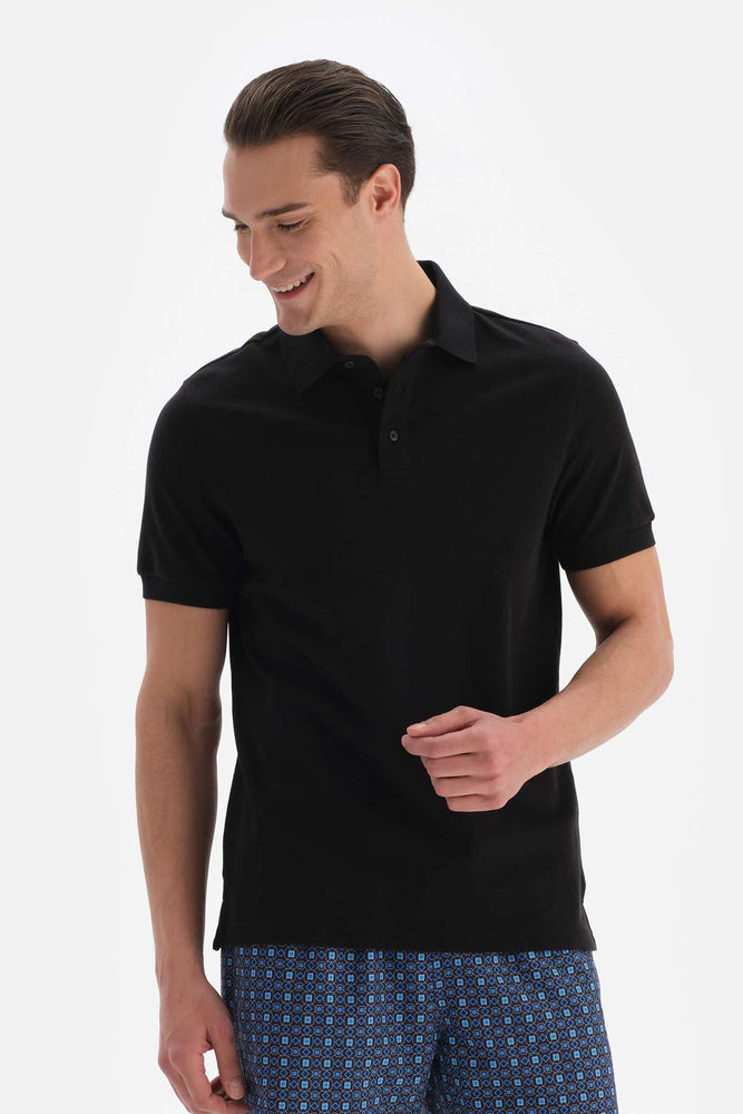 Siyah Pike Polo Yaka T-Shirt