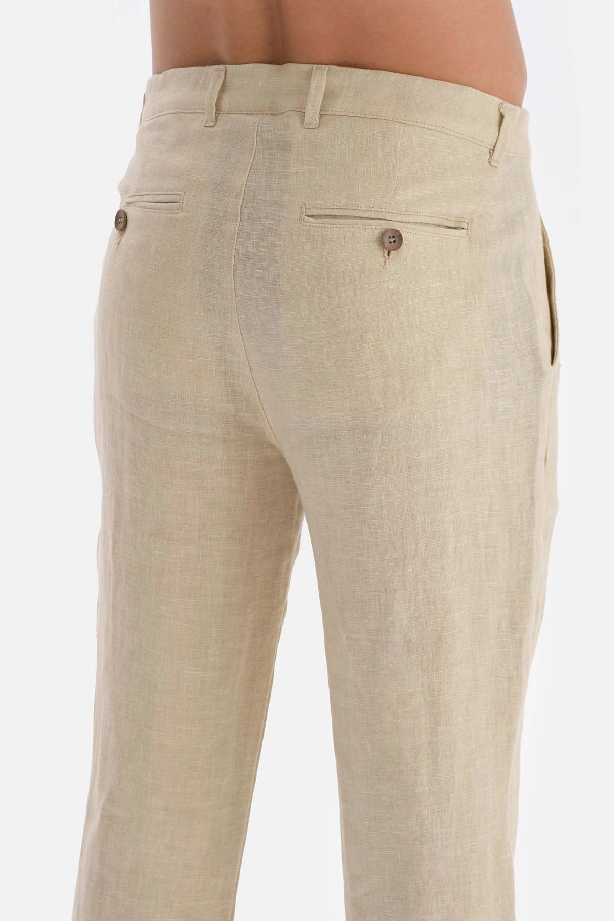 Bej Keten Pantolon