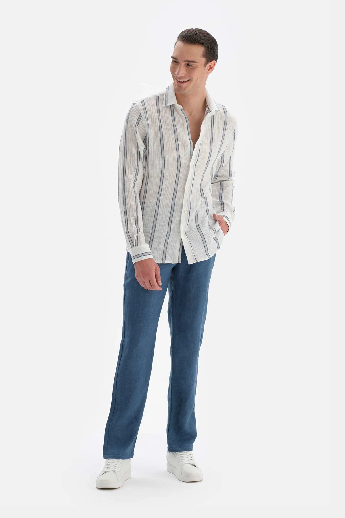 Indigo Keten Pantolon