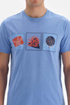 Mavi Baskılı Bisiklet Yaka Pamuklu T-Shirt