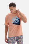 Somon Baskılı Bisiklet Yaka T-Shirt