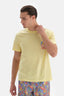 Açık Sarı Baskılı Bisiklet Yaka T-Shirt