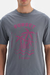 Antrasit Baskılı Bisiklet Yaka T-Shirt