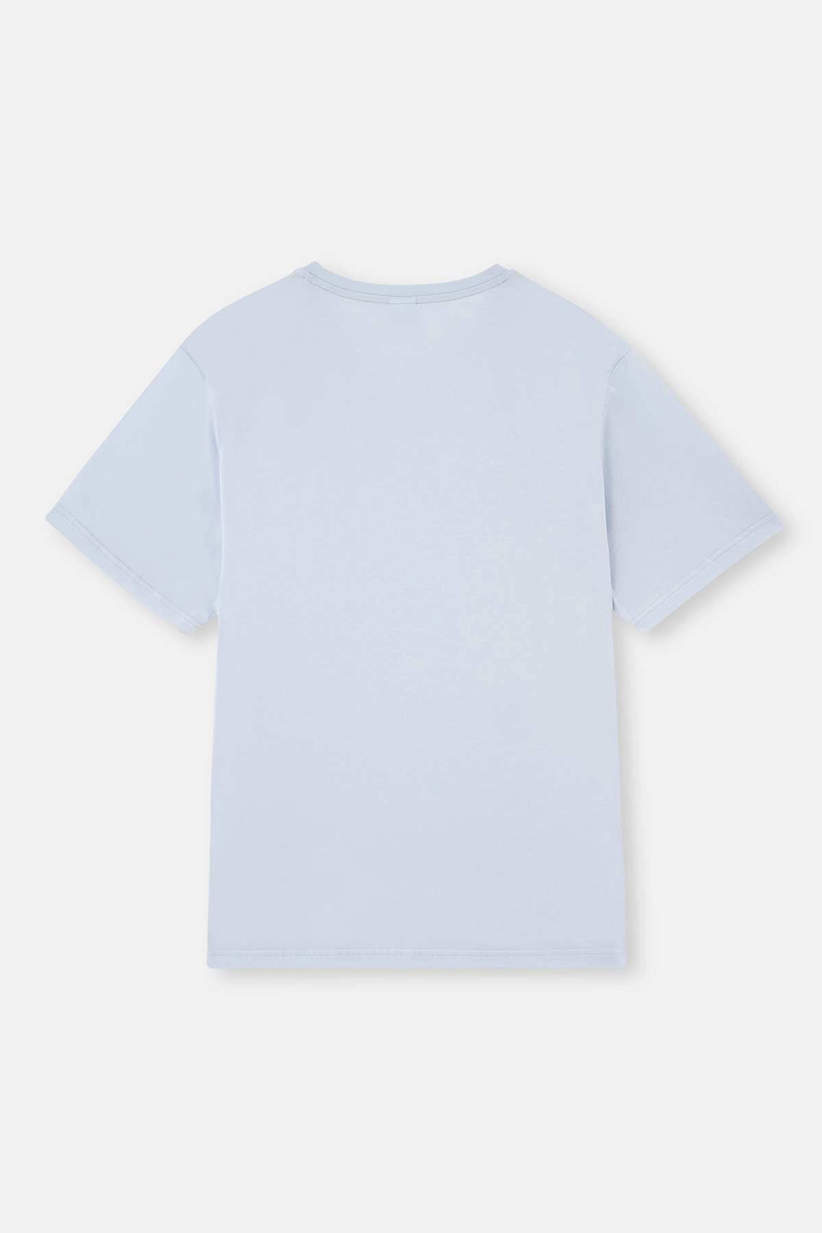 Açıkmavi V Yaka Kısa Kollu Örme Şortlu Pijama Takımı