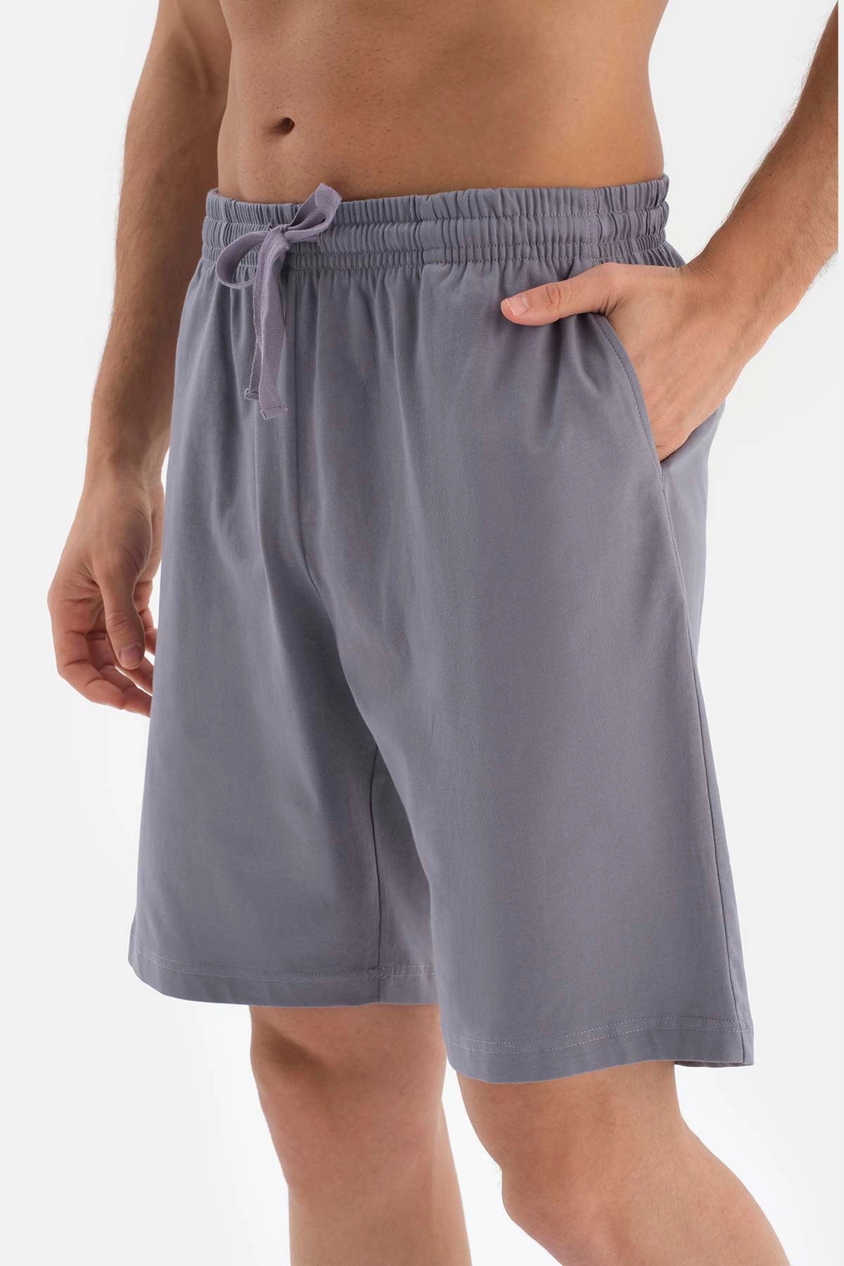 Ekru Oversize Bis Yaka Baskılı Şort Pijama Takımı