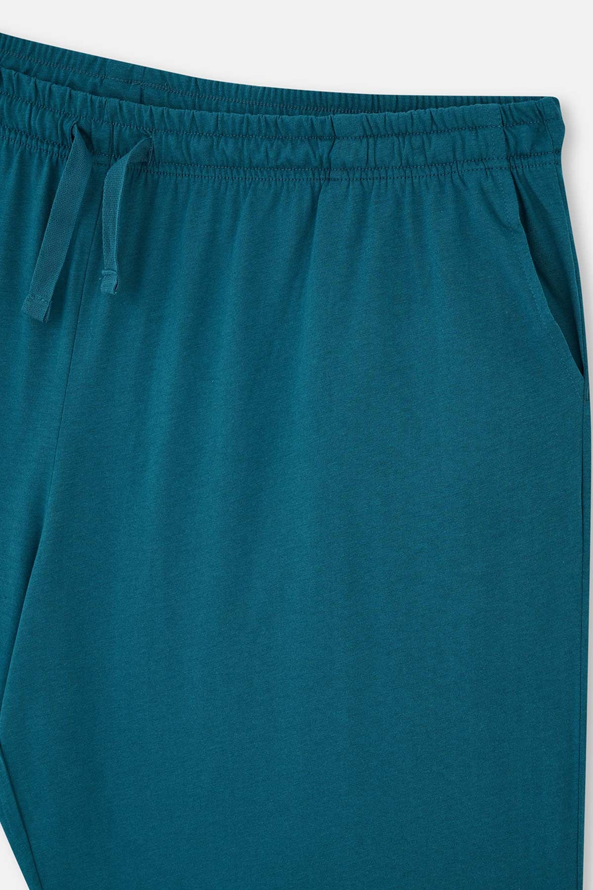 Lacivert Bisiklet Yaka Örme Şortlu Pijama Takımı