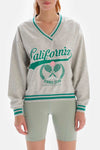 Gri Melanj Dagi Active Baskılı Oversize Sweatshirt