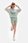 Gri Melanj Dagi Active Baskılı Oversize Sweatshirt