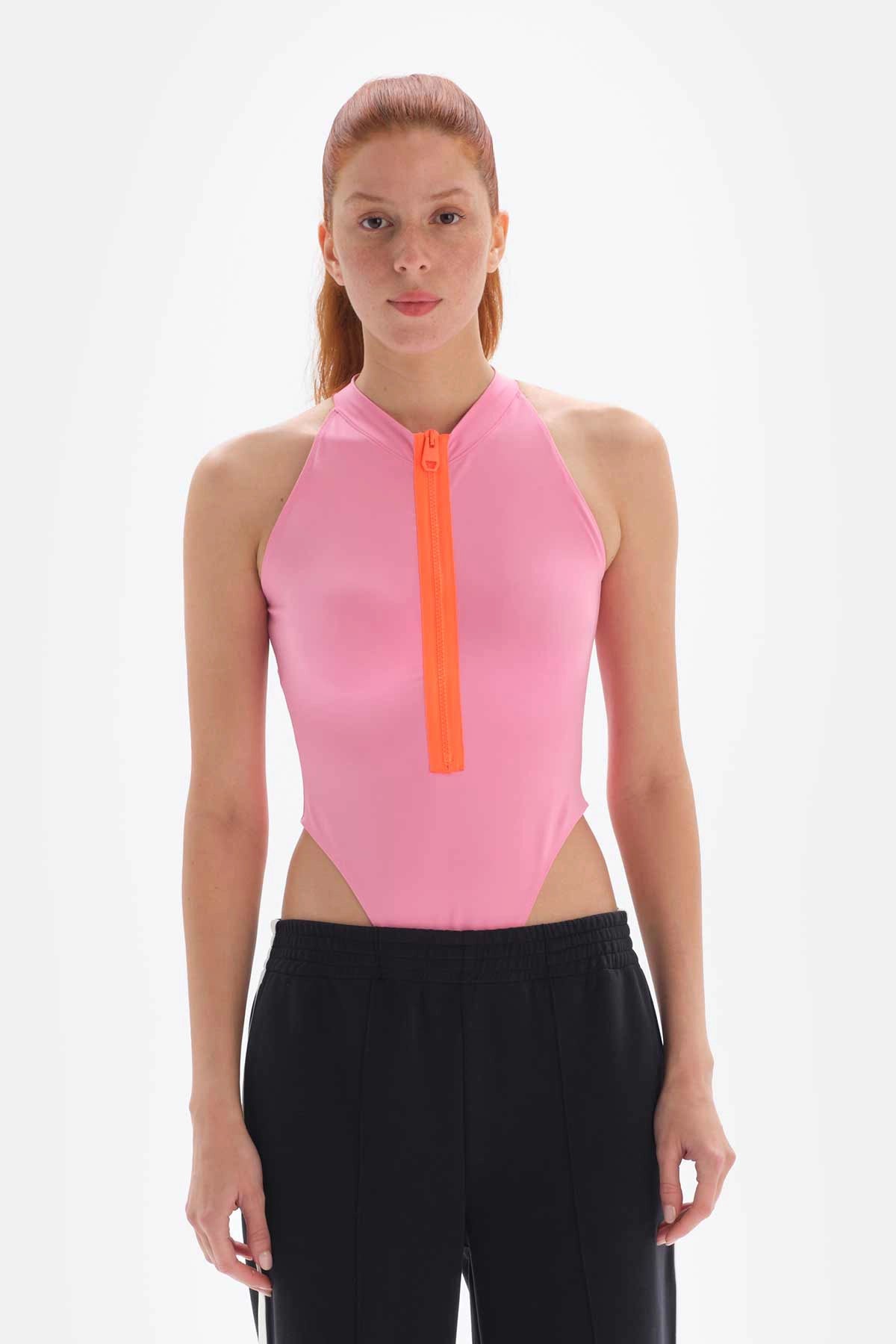 Pembe Dagi Active Kadın Bodysuit Fermuarlı