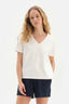 Beyaz V Yaka Viskon T-Shirt