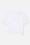 Beyaz Bisiklet Yaka Kısa Kol Crop T-Shirt