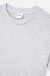 Gri Melanj Bisiklet Yaka Kısa Kol Crop T-Shirt