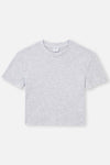 Gri Melanj Bisiklet Yaka Kısa Kol Crop T-Shirt