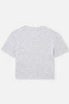 Gri Melanj Bisiklet Yaka Kısa Kol Crop T-Shirt