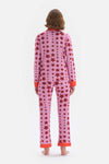 Nar Çiçeği Desenli Gömlek Yaka Pamuklu Pijama Takımı