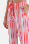 Beyaz Çizgili Kısa Kol Pamuklu Pijama Takımı