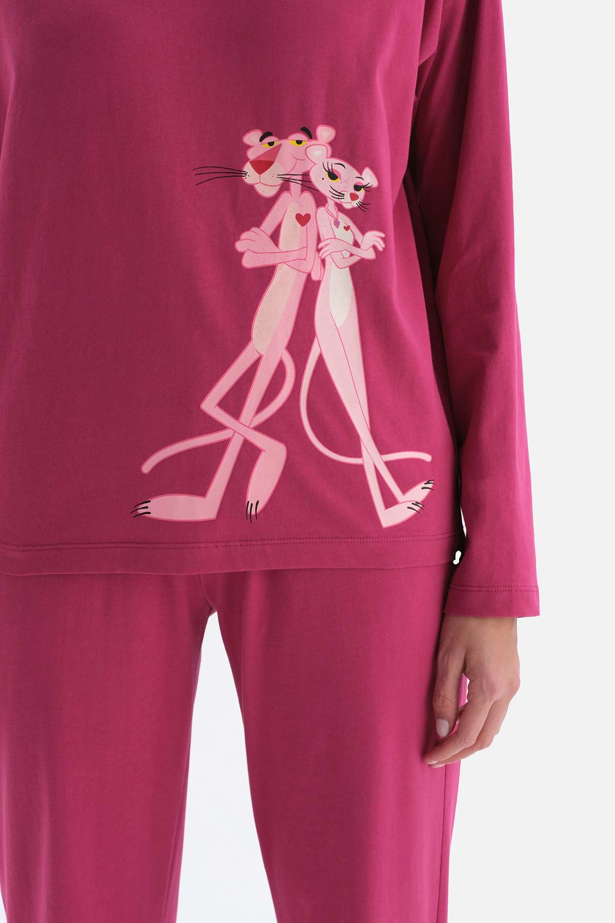 Vişne Çürüğü Çürüğü Panter Lisanslı Pamuklu Pijama Takımı