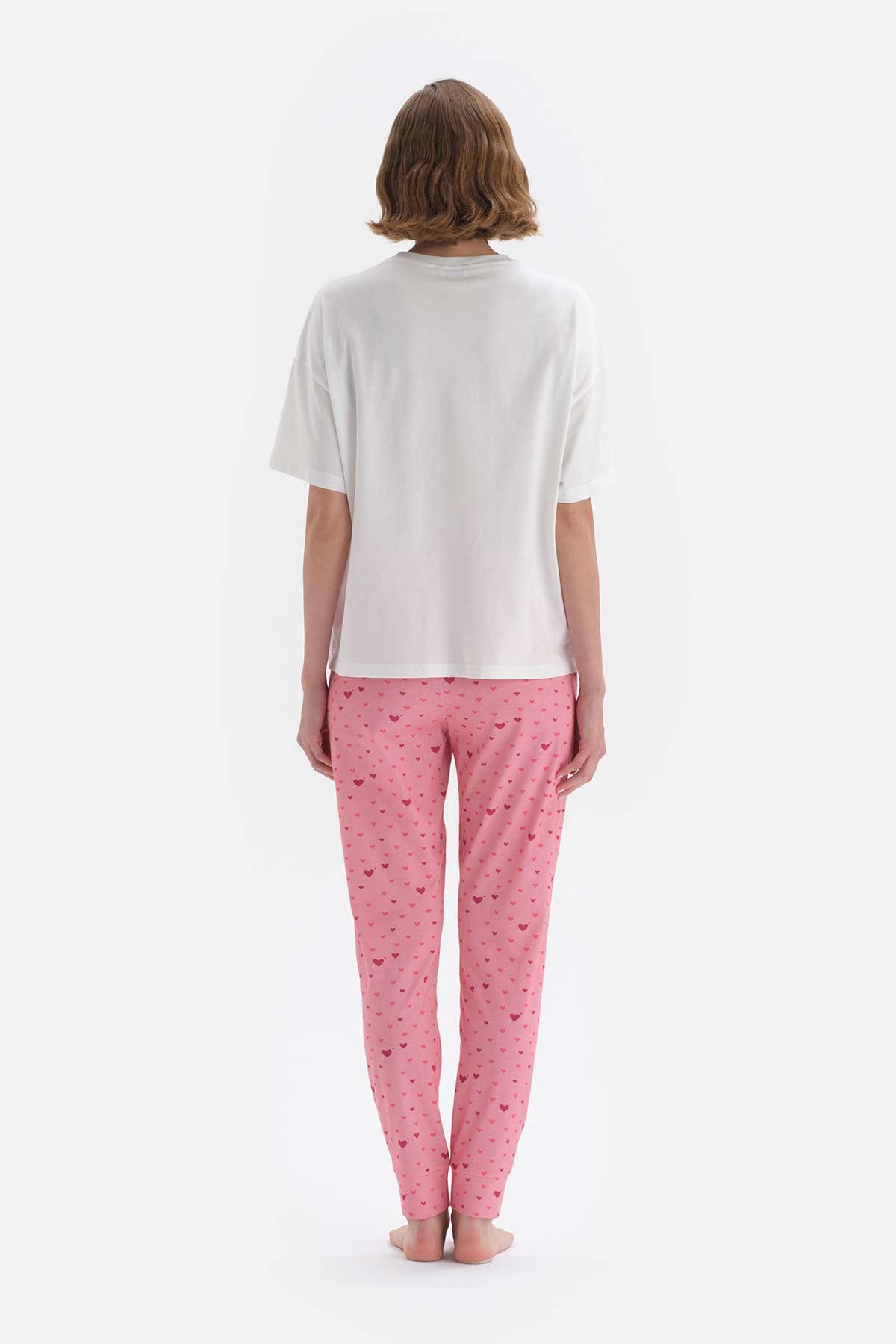 Beyaz Kısa Kol Panter Lisanslı Pamuklu Pijama Takımı