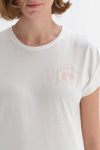 Kırık Beyaz Çizgili Kısa Kol Bisiklet Yaka Pamuklu Pijama Takımı