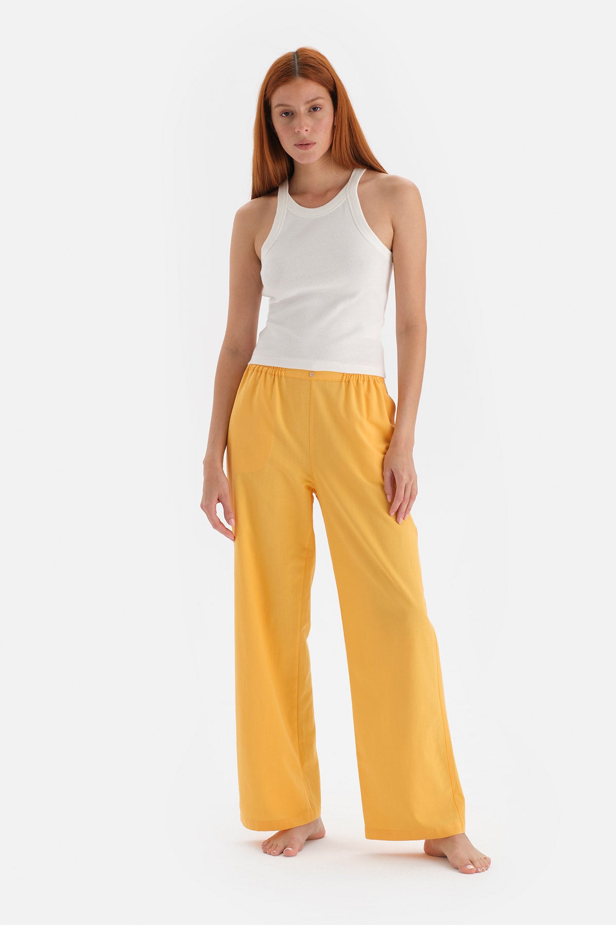 Kırık Beyaz Örme Atlet Pamuklu Pijama Takımı