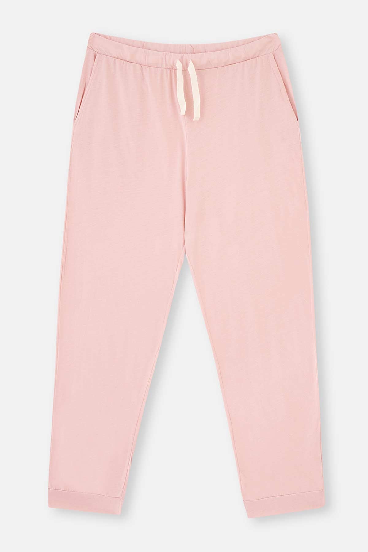 Ekru Kısa Kollu Jogger Örme Pijama Takımı
