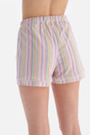 Multicolour Çizgili Gömlek Yaka Pamuklu Şortlu Pijama Takımı