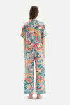 Multicolour Çiçekli Gömlek Yaka Viskon Pijama Takımı