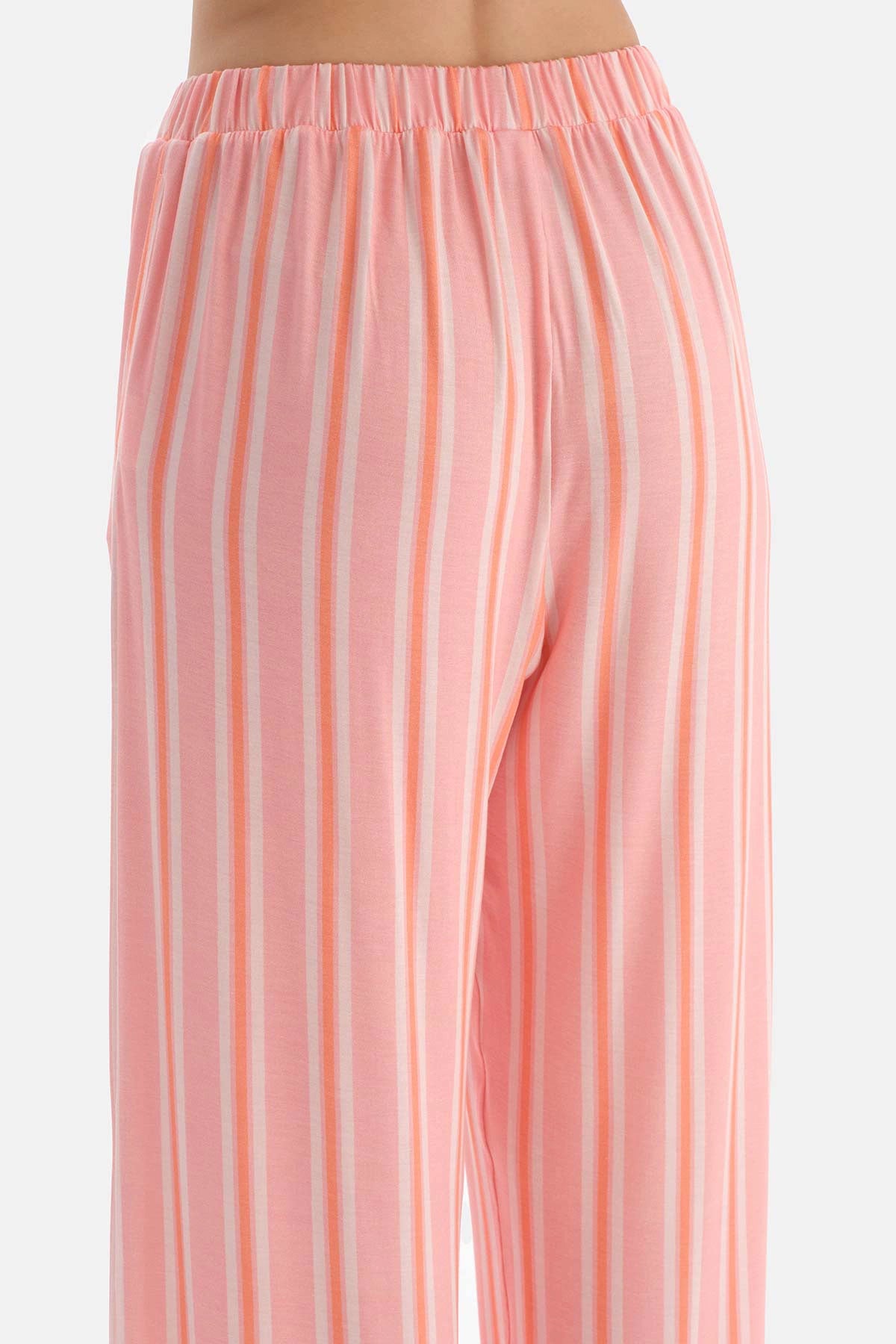 Somon Çizgili Ince Askılı Modal Pijama Takımı