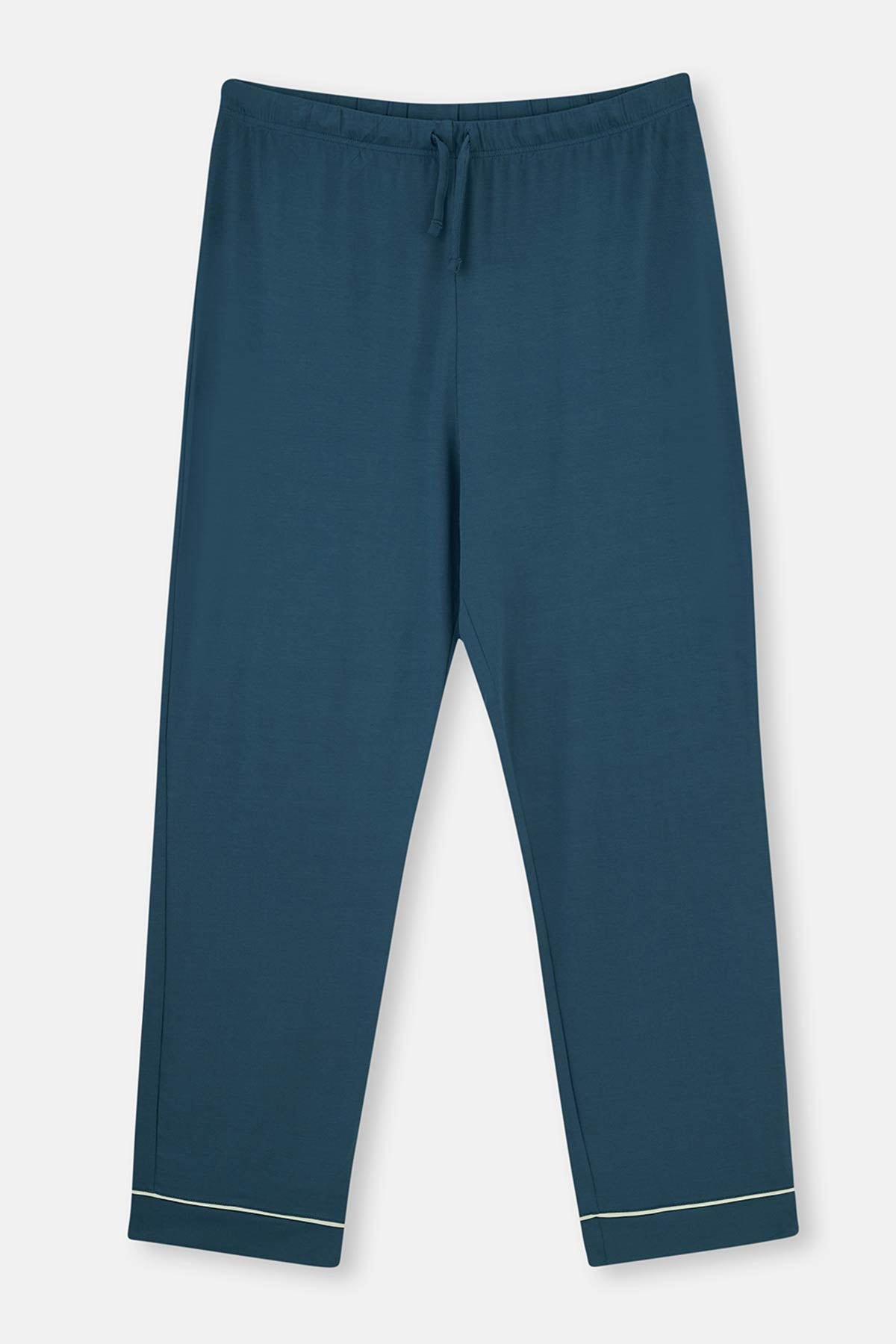 Beyaz Kayık Yaka Baskı Detaylı Örme Pijama Takımı
