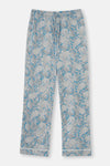 Açıkmavi Gömlek Yaka Şal Desenli Örme Pijama Takımı
