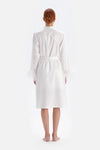 Beyaz Otrişli Bride Saten Sabahlık